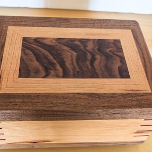 Special Keepsake Wood Box made from Cherry and walnut with walnut Splines