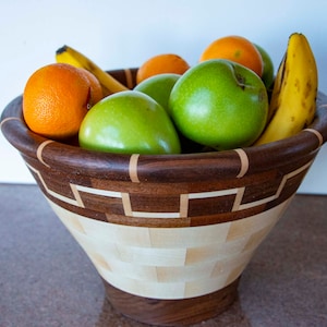 10 inch Walnut and Maple Wood Segmented Bowl