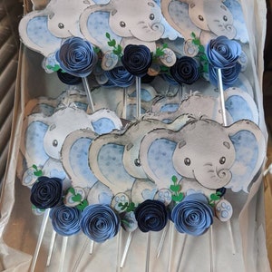 Baby shower blue Elephant centerpieces