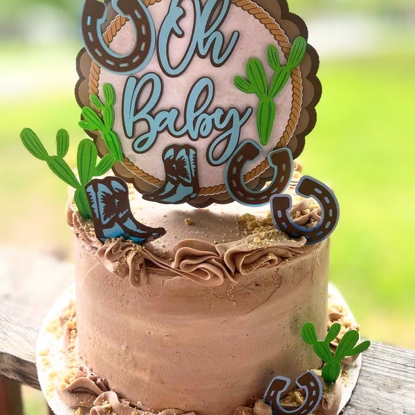 Baby Western baby shower cake topper, Baby cowboy cake topper, baby rustic cake topper