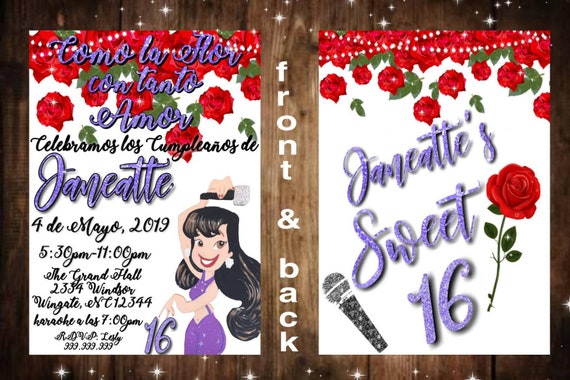 Selena Invitation Selena Birthday Invitation Selena Etsy