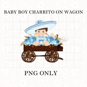 Charro baby blue png clipart, charro on wagon, bautizo png,