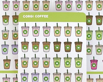 Corgi Coffee Stickers (Iced Coffee)