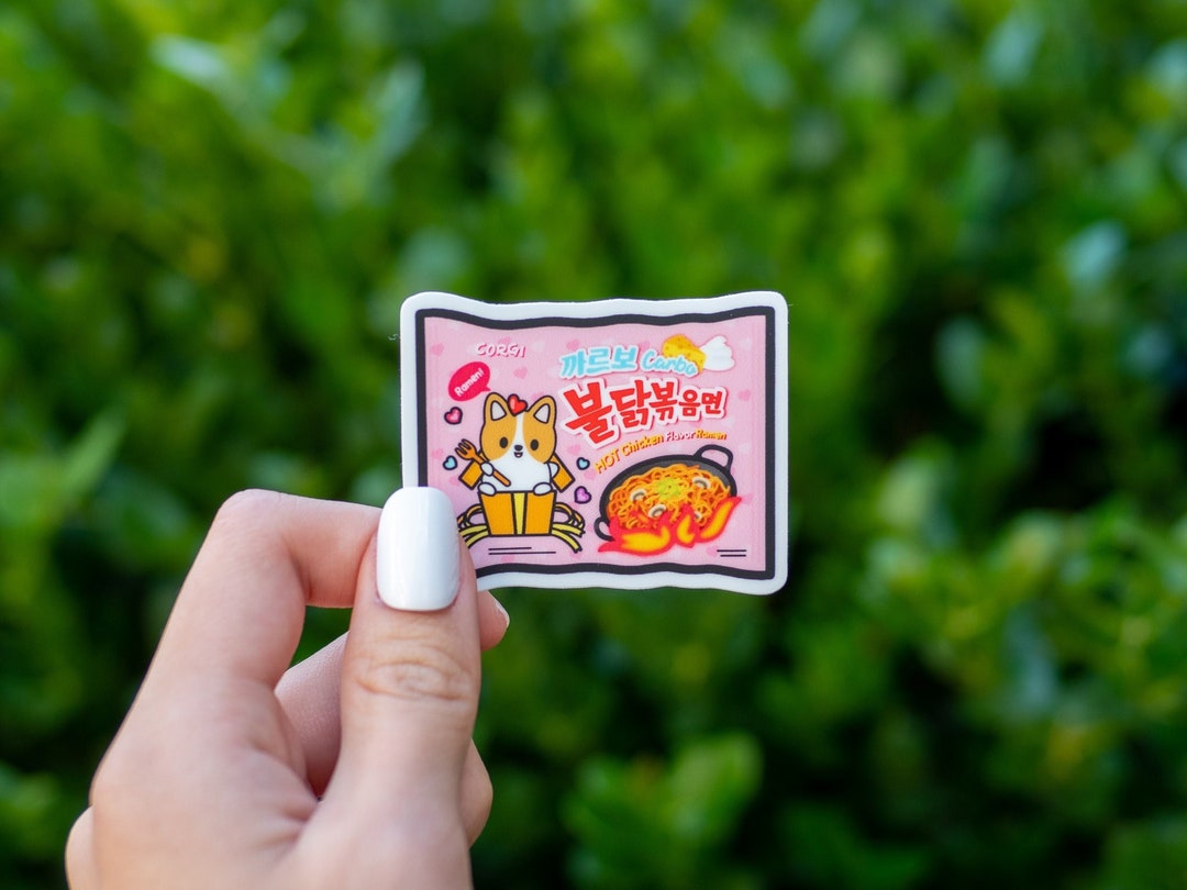 Sticker Drawing Buldak Corgi Buldak Ramen Vinyl Sticker - Etsy