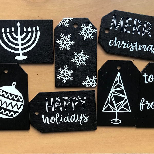 Writable Chalkboard Gift Tags set of 8 for holiday, christmas, hannukah, birthday