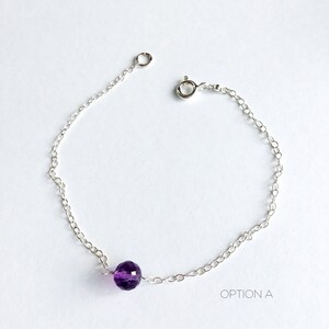 Pulseira de ametista pulseira de pedras preciosas minúsculas, pulseira de cristal de pedras preciosas de fevereiro, presente de ansiedade - boa sorte - presente de proteção para ela