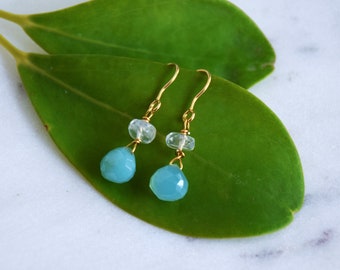 Aqua Chalcedony Earrings / Moonstone Earrings