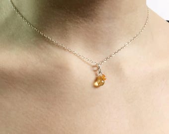 Citrine & Carnelian Sterling Silver Choker: Gemstone Layering Necklace