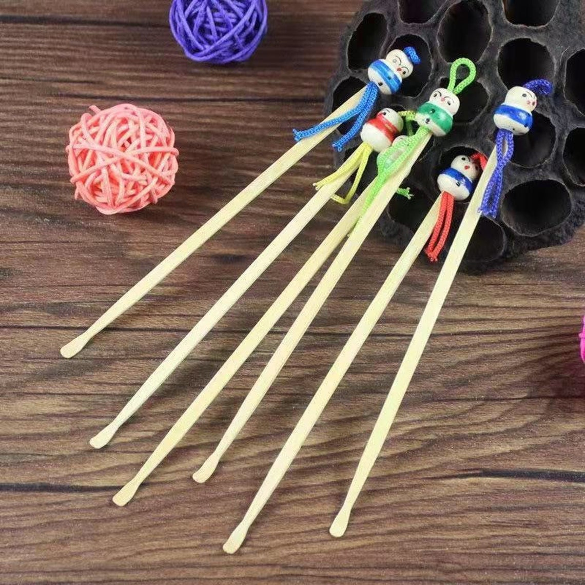 Natural Bamboo Chinese Ear Pick Ear Spoonwith Doll figure Etsy
