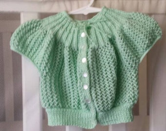 Mint short sleeve lacy sweater