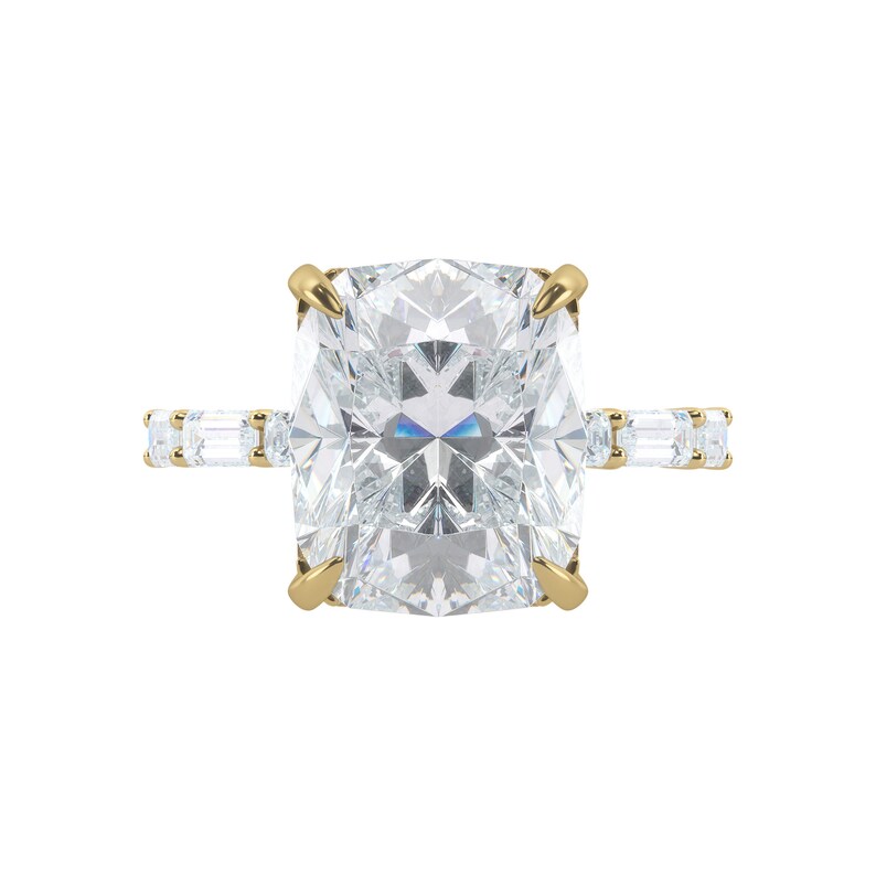 5 Carat Rectangular Cushion Cut Emerald Band Engagement Ring Etsy