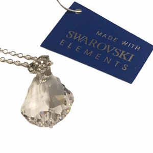 Swarovski Sterling Silver Bellagio Pendant Necklace, Baroque. Electra, Clear, Aurora Borealis 925 stamped silver chain Popular Gift image 4