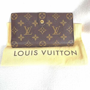 Auténtica cartera Louis Vuitton LV Vintage Monogram Continental Viennois plegable grande con cierre de beso, marrón, usada, con bolsa guardapolvo