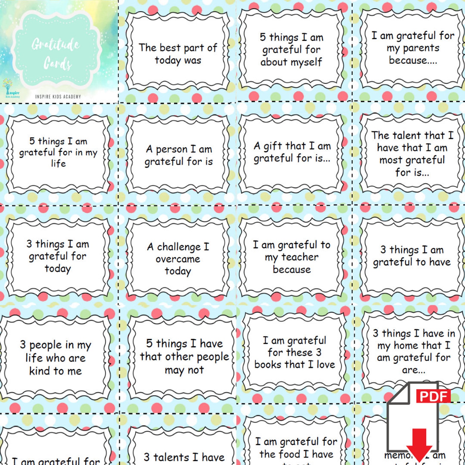 101 Gratitude Prompt Cards for Kids Gratitude Journal Aid | Etsy UK