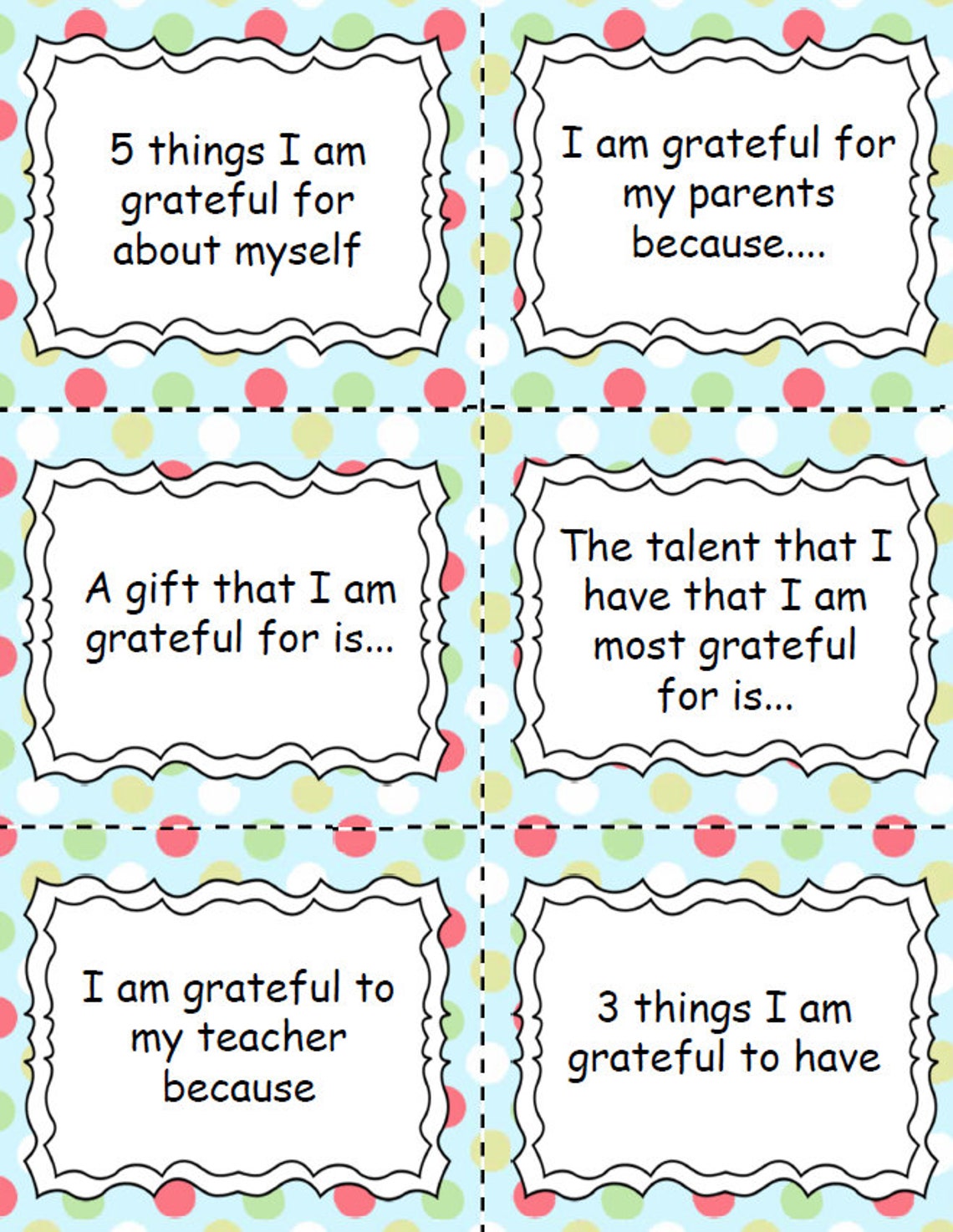 101 Gratitude Prompt Cards for Kids Gratitude Journal Aid | Etsy