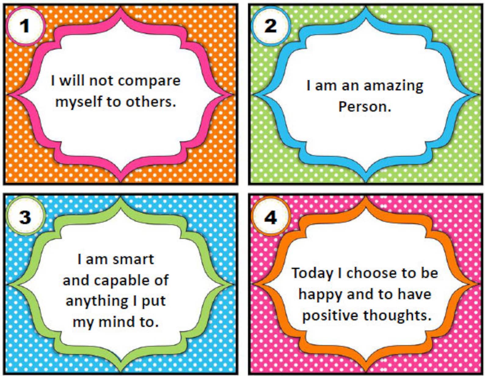 Positive Affirmations For Kids Printable