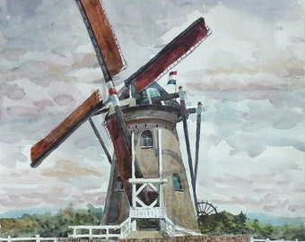 Windmill and tulips
