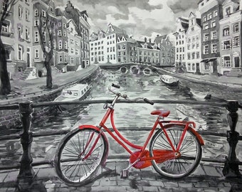 Amsterdam Red Bike Watercolor Giclée Print