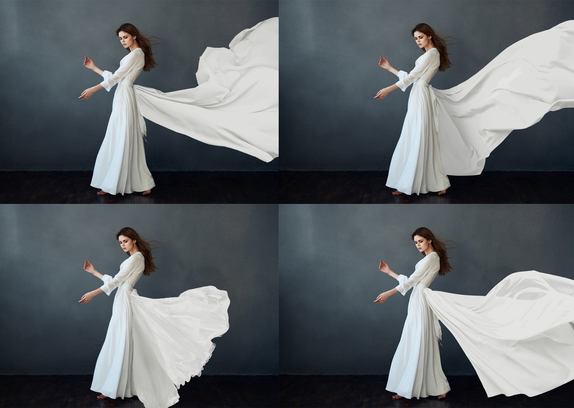 300 White flying fabric dress overlays flowing cloth Etsy