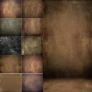May include: A set of 10 digital backgrounds featuring various shades of brown, beige, and gray. The backgrounds have a textured, vintage look, perfect for adding a rustic feel to your designs.