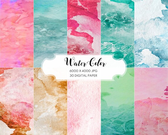 30 Watercolor Digital Paper Watercolor Background Printable | Etsy