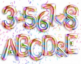 59 Rainbow Letters & Number Balloon Overlays Png, Birthday Overlays,  Photoshop overlays Wedding overlays Festive overlays, Holiday balloons