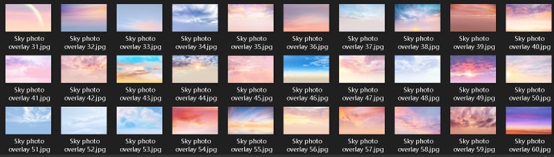 60 Sky overlays,blue sky,sunset,clouds,photoshop overlays,texture,dramatic,overlay,nature sky,bundle,sky overlays image 4