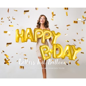 195 Gold Letters Foil Balloon Photoshop Overlays Number Overlays Birthday Balloons Collages Birthday Party etc