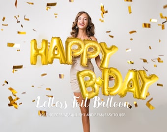 195 Gold Letters Foil Balloon Photoshop Overlays Number Overlays Birthday Balloons Collages Birthday Party etc