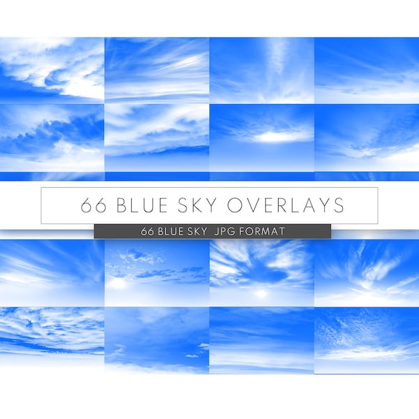 66 Blauer Himmel und weiße Wolken-Overlays - Photoshop Overlays,Fotografie-Overlays, Himmelshintergrund jpg-Format