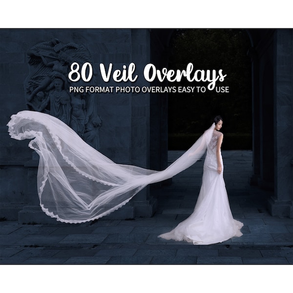 80 bruidssluier-overlays, trouwjurk-overlays, vliegende stoffen-overlay Photoshop-overlay, maak geweldige trouwfoto's! digitale download png