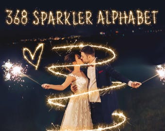 Sparklers fonts: wedding Christmas sparkler Alpahbet photoshop Overlays, Long Exposure, Photo Overlays, Christmas Firework letters Overlays