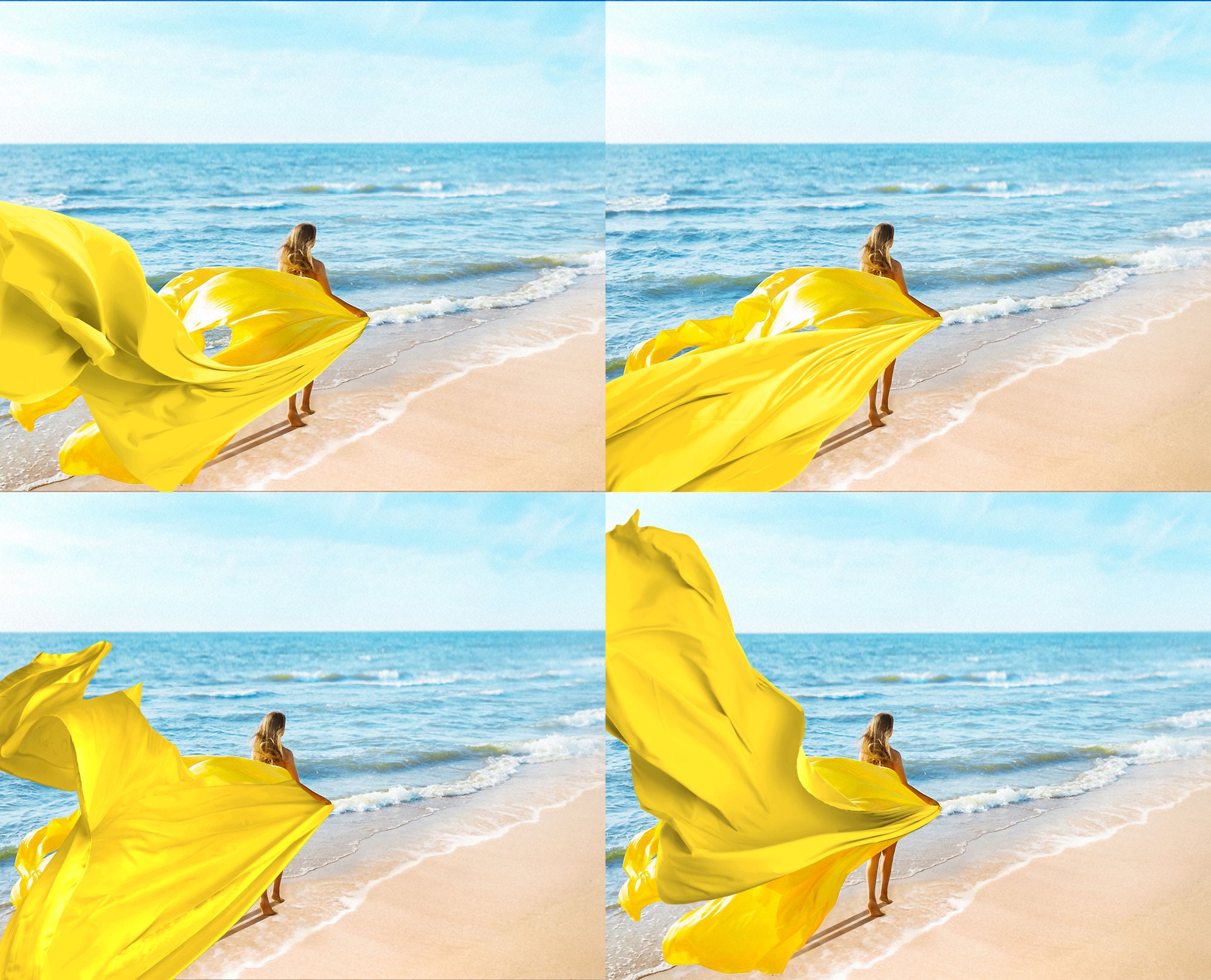 300 Yellow Flying Fabric Overlays, Summer Photoshop Overlays, Yellow ...