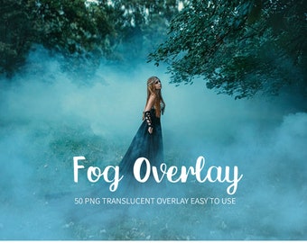 100 Real fog overlays: Real fog overlay, photoshop weather photography overlay, winter or summer smoke overlays, PNG format