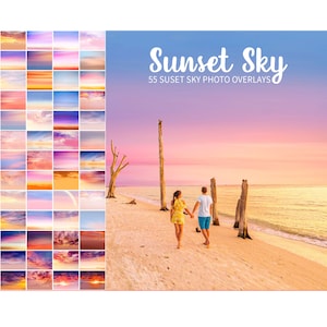 55 Sunset overlays, dramatic sunset and clouds, photoshop overlay,sunset sky overlay, natural sky,texture, overlay, reality, bundle