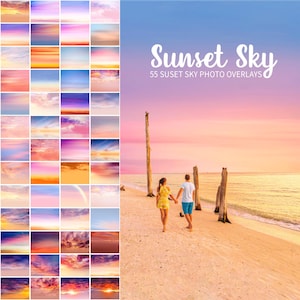 55 Sunset overlays, dramatic sunset and clouds, photoshop overlay,sunset sky overlay, natural sky,texture, overlay, reality, bundle