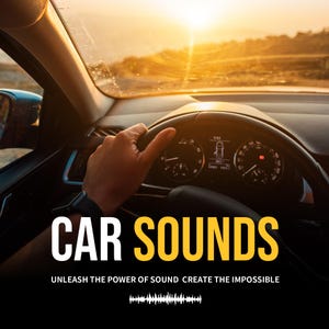 May include: A black and yellow graphic with the text "CAR SOUNDS" in white letters. The text "UNLEASH THE POWER OF SOUND CREATE THE IMPOSSIBLE" is below the main text. A sound wave graphic is at the bottom of the image.