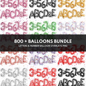 800+ Letters & Numbers Foil Balloon overlays,Birthday Party overlays,Photoshop Overlays For Editing Photo，birthday Confetti Clipart Png