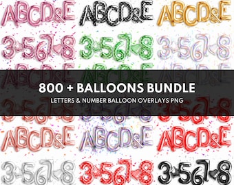 800+ Letters & Numbers Foil Balloon overlays,Birthday Party overlays,Photoshop Overlays For Editing Photo，birthday Confetti Clipart Png