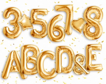 59 Golden Balloon Letters Overlays Png &  Foil Balloon Numbers, Festive overlays, Holiday balloons Wedding Overlays Birthday Overlays