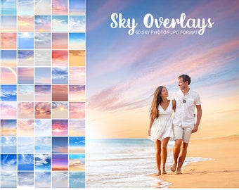 60 Himmel Overlays, blauer Himmel, Sonnenuntergang, Wolken, Photoshop Overlay, Textur, dramatisch, Overlay, Natur Himmel, Bündel, Himmel Overlay