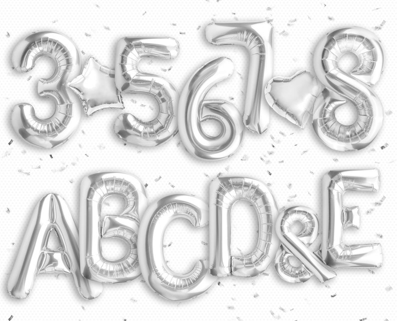 59 Silver Letters & Number Balloon Overlays Png, Wedding overlays Festive White Balloon overlays, Birthday Overlays, Photoshop overlays zdjęcie 2