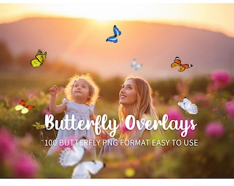 100 Butterfly overlays:wedding overlays, flying butterfly photo overlays,butterfly backdrop,butterfly png files