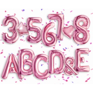 59 letras rosa e números sobreposições de balões png, sobreposições festivas, sobreposições de Photoshop, sobreposições de casamento, sobreposições de aniversário, balões de férias