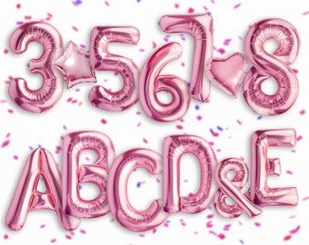 59 Pink  Letters & Number Balloon Overlays Png,Festive overlays,  Photoshop overlays，Wedding overlays Birthday Overlays, Holiday balloons