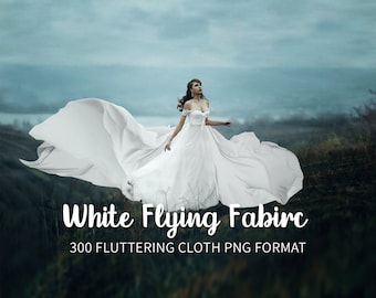 300 White flying fabric dress overlays, flowing cloth wave，Flying Cloth wave，silk waving，Flowing Silk，White dress extension overlays