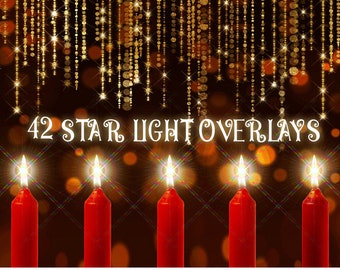 42 Starlight overlays：Christmas starlight overlays, Candlelight overlay photoshop overlays, starlight brush, Instant Download