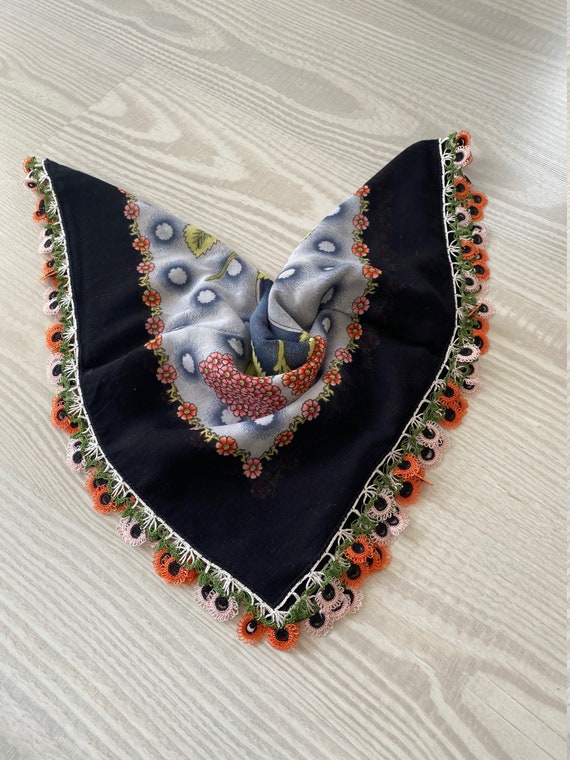 Turkish oya yazma,silk scarf, needle lace,traditio