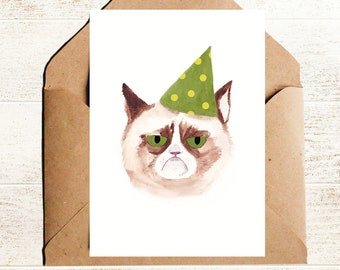 funny birthday card with fierce cat