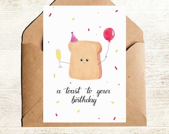 funny birthday card with lettering a toast to your birthday